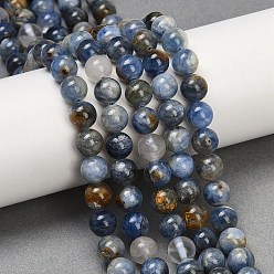 Стально-синий Натуральный кианитовые бисер пряди, круглые, стальной синий, 8 мм, отверстие : 0.8 мм, около 51 шт / нитка, 15.51'' (39.4 см)