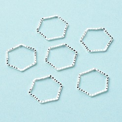 Посеребрённый Латунные соединительные колечки, долговечный, без кадмия и без свинца, шестиугольник, 925 серебро покрытием, 12x13.5x1 мм, внутренний диаметр: 10.5x12 мм