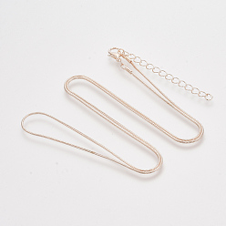 Розовое Золото Латунь круглый змея цепи ожерелье решений, с карабин-лобстерами , розовое золото , 24.4 дюйм (62.2 см), 1.2 мм