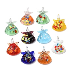 (52) Непрозрачная лаванда Подвески лэмпворк ручной работы, подвески в форме ракушек, разноцветные, 32~33x25x8~11.5 мм, отверстие : 2.5~6 мм