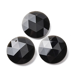 Обсидиан Природные подвески обсидиана, Грановитая Плоский круглые прелести, 25x6.5~7 мм, отверстие : 1 мм