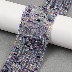 Флюорит Природных красочные флюорита бисер нитей, граненые, рондель, 3.5~4x1.5~2 мм, отверстие : 0.7 мм, около 102 шт / нитка, 14.96'' (38 см)