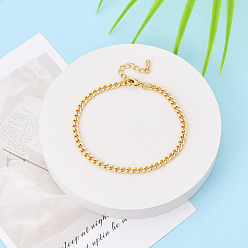 Настоящее золото 18K Браслеты-цепочки из латуни для женщин, без никеля , долговечный, реальный 18 k позолоченный, 7-1/8 дюйм (18 см)