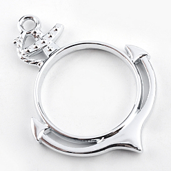 Platinum Rack Plating Alloy Anchor Open Back Bezel Pendants, For DIY UV Resin, Epoxy Resin, Pressed Flower Jewelry, Hollow, Cadmium Free & Nickel Free & Lead Free, Silver Color Plated, 44x32.8x3.5mm, Hole: 3mm