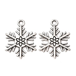 Античное Серебро Сплавочные подвески тибетского стиля, без кадмия и без свинца, снежинка, на Рождество, античное серебро, 26x19x2 мм, отверстие : 2 мм