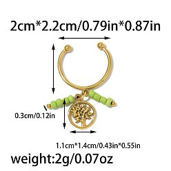 Tree of Life 304 Открытые кольца для манжет из нержавеющей стали с эмалью, стекловолокном и смолой, фрукты в цветочной тематике, кольца с подвесками, золотые, зеленый желтый, древо жизни, размер США 12 3/4 (22 мм)