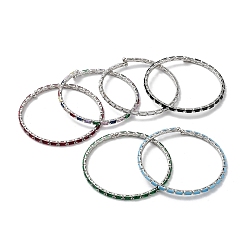 (52) Непрозрачная лаванда Платиновые латунные браслеты-манжеты, с прямоугольником фианитами, разноцветные, внутренний диаметр: 2-1/8 дюйм (5.5 см)