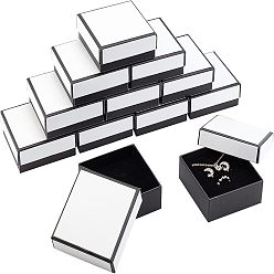 Белый Картонная коробка, крышка с защелкой, с губчатым ковриком, коробка ювелирных изделий, квадратный, белые, 9.1x9.1x3.2 см