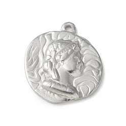 Нержавеющая Сталь Цвет 304 подвески из нержавеющей стали, портретные чары, цвет нержавеющей стали, 25.5x22.5x3 мм, отверстие : 1.8 мм