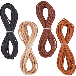 (52) Непрозрачная лаванда 4шт. 4 цвета плоский шнур из искусственной замши, с 1шт. белых подарочных мешочков из органзы на завязках, разноцветные, Шнур: 2.5 мм, около 4.37 ярдов (4 м) / шт, 1 шт / цвет