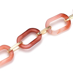 Помидор Цепочки из акрила ручной работы, с алюминиевыми кабельными звеньями, для изготовления ювелирных изделий, золотой свет, помидор, ссылка: 22.5x15x3мм и 15x8x2мм, 39.37 дюйм (1 м) / прядь