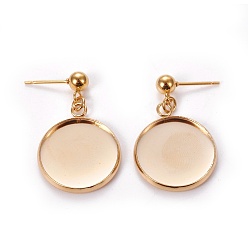 Золотой 304 Настройки серьги из нержавеющей стали, золотые, 31 мм, контактный: 0.9 мм, лоток: 18 мм