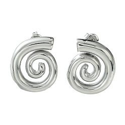 Нержавеющая Сталь Цвет Не тускнеют 304 серьги-гвоздики из нержавеющей стали, вихревые, цвет нержавеющей стали, 25.5x21 мм