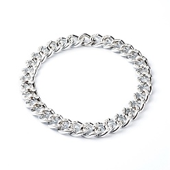 Silver CCB Plastic Rhinestone Curb Chain Necklaces, with 
304 Stainless Steel Gate Rings, Silver, 19-3/4 inch(50cm)