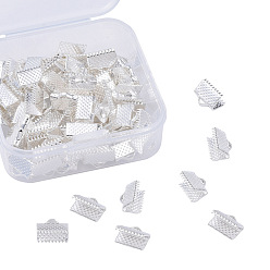 Серебро Железо лента обжима концов, без свинца, серебряные, 7x10 мм, отверстия: 2 мм, 100 шт / коробка