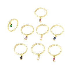 (52) Непрозрачная лаванда Кубический циркон подвеска в форме слезы болтается открытое кольцо-манжета, настоящие позолоченные украшения из латуни для женщин, без свинца и без кадмия, разноцветные, размер США 18 5 (1/4 мм)