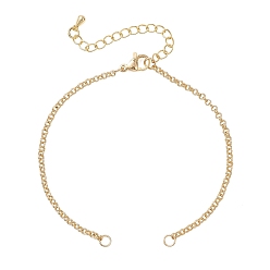 Золотой Изготовление браслета-цепочки с двойным кольцом из латуни, золотые, 6.38 дюйм (16.2 см)