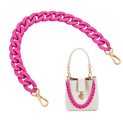 Темно-Розовый Акриловые витые цепочки для сумок с застежками из сплава, для аксессуаров для замены сумок, золотой свет, темно-розовыми, 405 мм