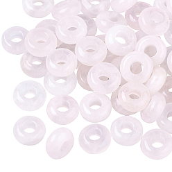 Rose Quartz Natural Rose Quartz European Beads, Large Hole Beads, Rondelle, 14x8mm, Hole: 6mm, 30pcs/box