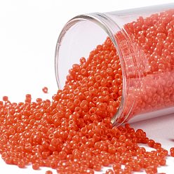 (50) Opaque Sunset Orange Toho runde Rocailles, japanische Rocailles, (50) undurchsichtiges Sonnenuntergangsorange, 15/0, 1.5 mm, Bohrung: 0.7 mm, über 3000pcs / Flasche, 10 g / Flasche