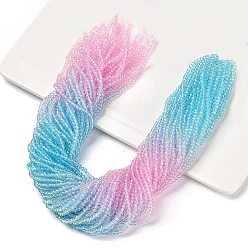 Разноцветный Прозрачные окрашенные стеклянные бусины, граненые, рондель, красочный, 3.4x2.6 мм, отверстие : 0.5 мм, около 135~140 шт / нитка, 32~34 см