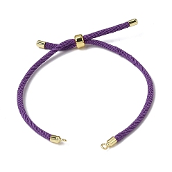 Dark Orchid 3MM Adjustable Round Nylon Braided Cord Bracelet Making, with Golden Brass Findings, Fit for Connector Charms, Dark Orchid, 8.66 inch(22cm), Hole: 1.5mm