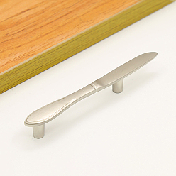 Платина Дверные ручки шкафа из цинкового сплава, кухонный ящик тянет ручки шкафа, форма ножа, платина, 127x14x19 мм