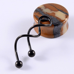 Другие 304 длинные серьги-штанги из нержавеющей стали для хрящей, чёрные, форма волны, 5 мм, штифты : 1.6 мм