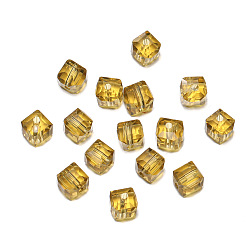 Goldenrod Transparent Acrylic Beads, Faceted Cube, Goldenrod, 8x8x8mm, Hole: 1.5mm, 50pcs/bag