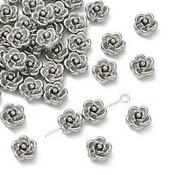 Нержавеющая Сталь Цвет 304 из нержавеющей стали бусы, роза, анти-тускнение, цвет нержавеющей стали, 8x8x5 мм, отверстие : 1 мм