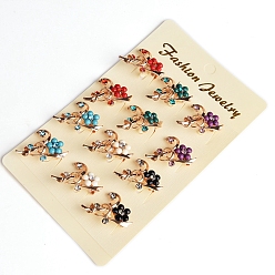 (52) Непрозрачная лаванда 12шт. брошь из сплава со стразами для рюкзака, цветок, разноцветные, 150x90 мм