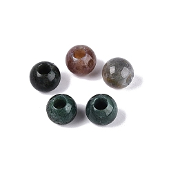 (RRHB277) Кристалл на подкладке из медово-бежевого цвета Природного индийского агата Европейский бисером, гладкий круглый, бусины с большим отверстием, 10x8.5 мм, отверстие : 4 мм