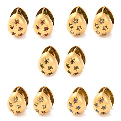 (52) Непрозрачная лаванда Вакуумное покрытие pvd 304 серьги-кольца из нержавеющей стали с прозрачным кубическим цирконием для женщин, слеза со звездой, разноцветные, 14.5x11.5x17 мм