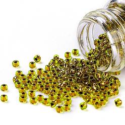 (747) Copper Lined Lime Green TOHO Round Seed Beads, Japanese Seed Beads, (747) Copper Lined Lime Green, 11/0, 2.2mm, Hole: 0.8mm, about 50000pcs/pound