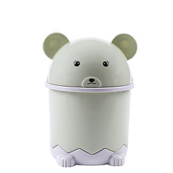 Темный Морско-зеленый Мини пластиковая столешница для мусора, милая панда маленькая корзина для мусора, для офиса и повседневных товаров, темно-зеленый, 125x207 мм