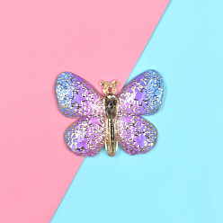 Medium Purple Opaque Resin Pendant, Two Tone, Butterfly, Medium Purple, 25x32mm