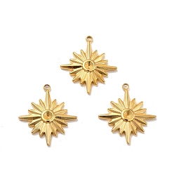 Настоящее золото 18K Ионное покрытие (ip) 304 подвеска из нержавеющей стали со стразами, звезда, реальный 18 k позолоченный, пригодный для стразов 2.5 мм, 21.5x19x3 мм, отверстие : 1.5 мм