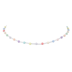Colorful Acrylic and Glass Round Bead Necklaces, Colorful, 13.78 inch(35cm)
