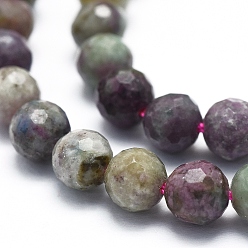 Ruby in Zoisite Natural Ruby in Zoisite Beads Strands, Faceted, Round, 6mm, Hole: 1mm, about 71pcs/strand, 16.14 inch(41cm)