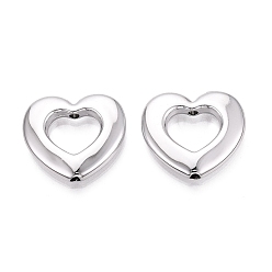 Silver UV Plating Acrylic Bead Frame, Heart, Silver, 26x28.5x5mm, Hole: 2.5mm