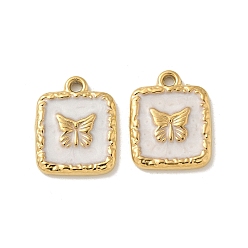 Квадрат 304 нержавеющей стальной эмали подвески, золотые, бабочки, квадратный, 15.5x12.5x2 мм, отверстие : 1.4 мм