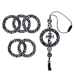 (52) Непрозрачная лаванда 5 шт. кольцо из экологически чистого пищевого силикона фокусные бусины, чёрные, 65x9.5 мм, отверстие : 3 мм, внутренний диаметр: 44 мм