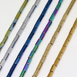 Mixed Color Electroplate Non-magnetic Synthetic Hematite Beads Strands, Hexagon, Grade A, Mixed Color, 4x2mm, Hole: 1mm, about 100pcs/strand, 16 inch