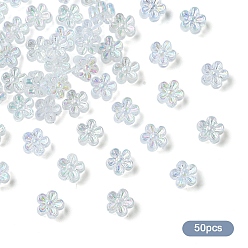 Белый 50 бусины из смолы, цветок, AB цвет, белые, 7x3.5 мм, отверстие : 1.7 мм
