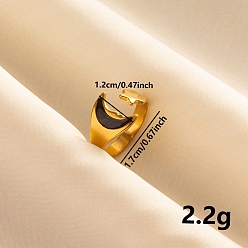 Черный 304 открытые манжеты с эмалью из нержавеющей стали и лунной звездой для женщин, золотые, чёрные, регулируемый