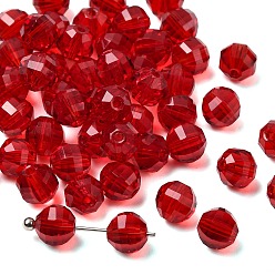 Темно-Красный К 9 стекло, имитация Австрийские кристаллические шарики, класс AAA, граненые, круглые, темно-красный, 6 мм, отверстие : 0.7~0.9 мм