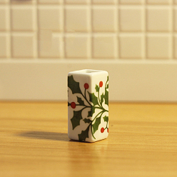 Holly Leaves Мини керамические палочки для еды подставки для столовых приборов, миниатюрные украшения, аксессуары для кукольного домика с микро-ландшафтом, притворяясь опорными украшениями, кубоид, Новогодняя тема, Листья падуба, 14x14x30 мм