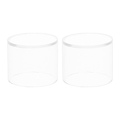 Clear 2Pcs Column Acrylic Cover, Display Frame Dust Cover, Clear, 5x4.1cm, Inner Diameter: 4.55cm, 2pcs