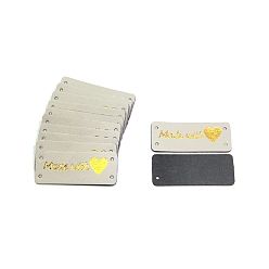 Светло-серый Этикетки из искусственной кожи ко Дню святого Валентина, бирка с тиснением ручной работы, с отверстиями, для джинсов своими руками, , обуви, аксессуары для шляп, прямоугольник со словом Сделано с любовью, светло-серый, 50x20 мм