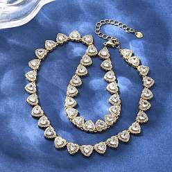 Настоящее золото 18K Латунные прозрачные кубические цирконии ожерелья в форме сердца для женщин, без свинца и без кадмия, долговечный, стойки покрытие, реальный 18 k позолоченный, 17.87 дюйм (45.4 см)